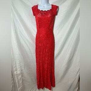 Maria Bonita USA Red Lace Evening Gown